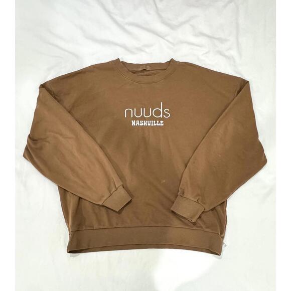NUUDS Tops - NUUDS Chocolate Nashville Embroidered Popup Original Crewneck Sweatshirt- Large